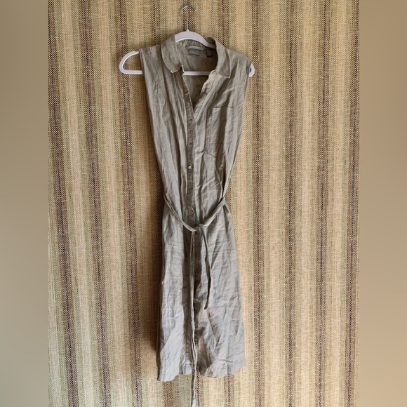 Kenar Linen Button Dress Women Size 8 Beige Natural Summer Formal Wear Fashion - Picture 1 of 5